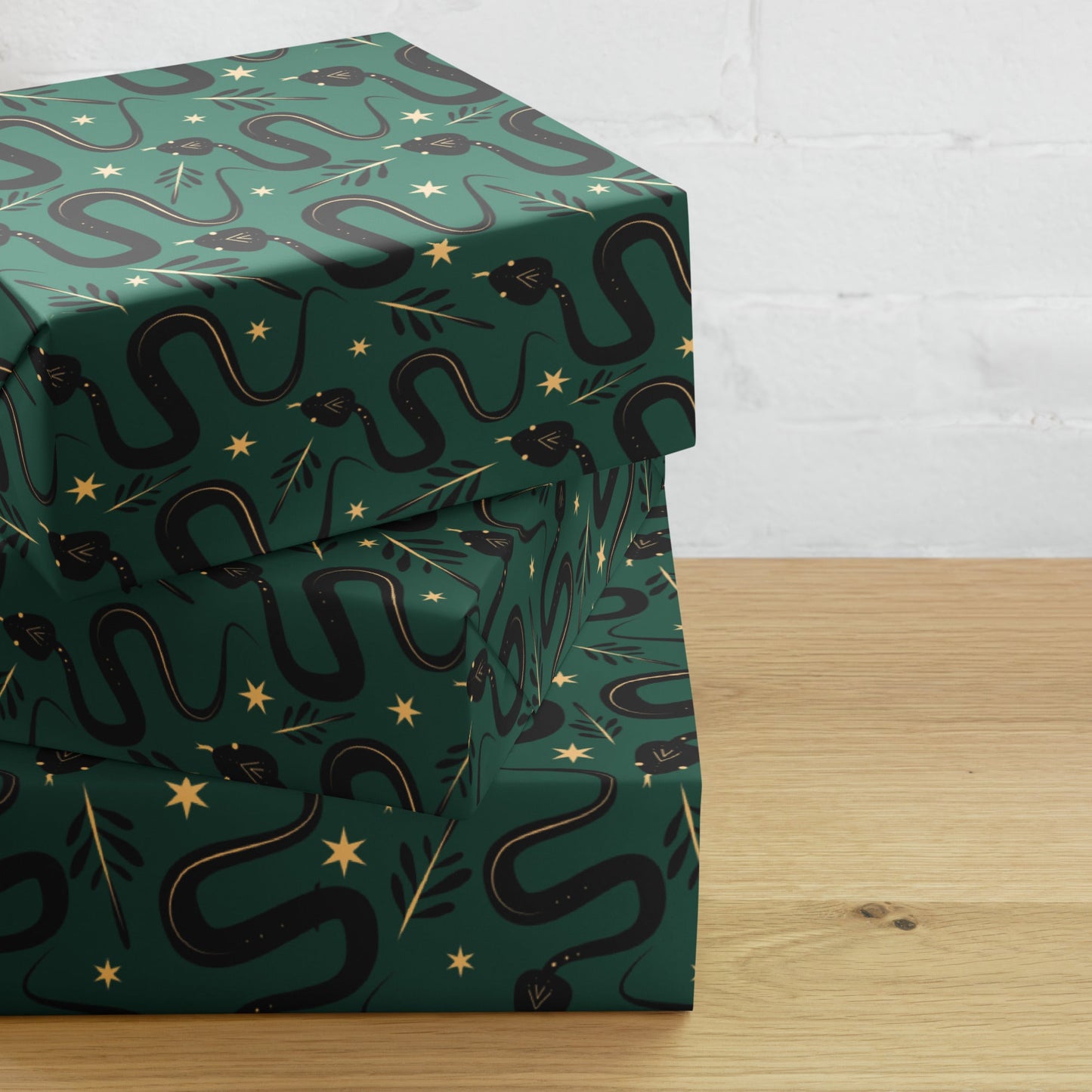 Snakes Green Wrapping Paper Sheets (Set of 3) - Graphic Punks