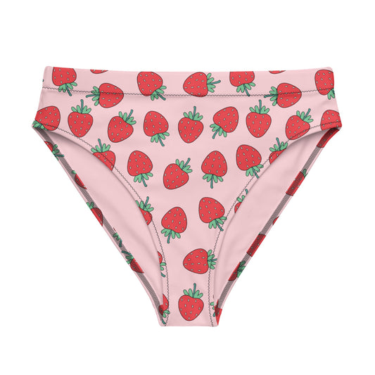 Strawberry Patch High - Waisted Bikini Bottom - Graphic Punks