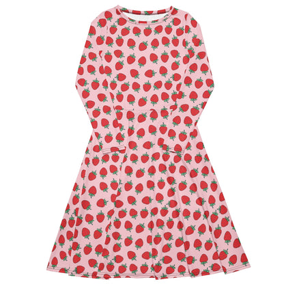 Strawberry Patch Long Sleeve Midi Dress - Graphic Punks