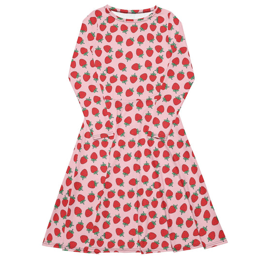 Strawberry Patch Long Sleeve Midi Dress - Graphic Punks