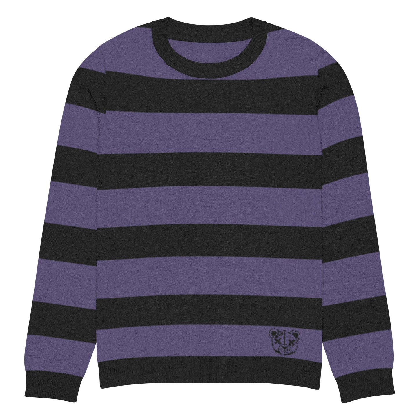 Striped Knitted Crew Neck Sweater - Graphic Punks