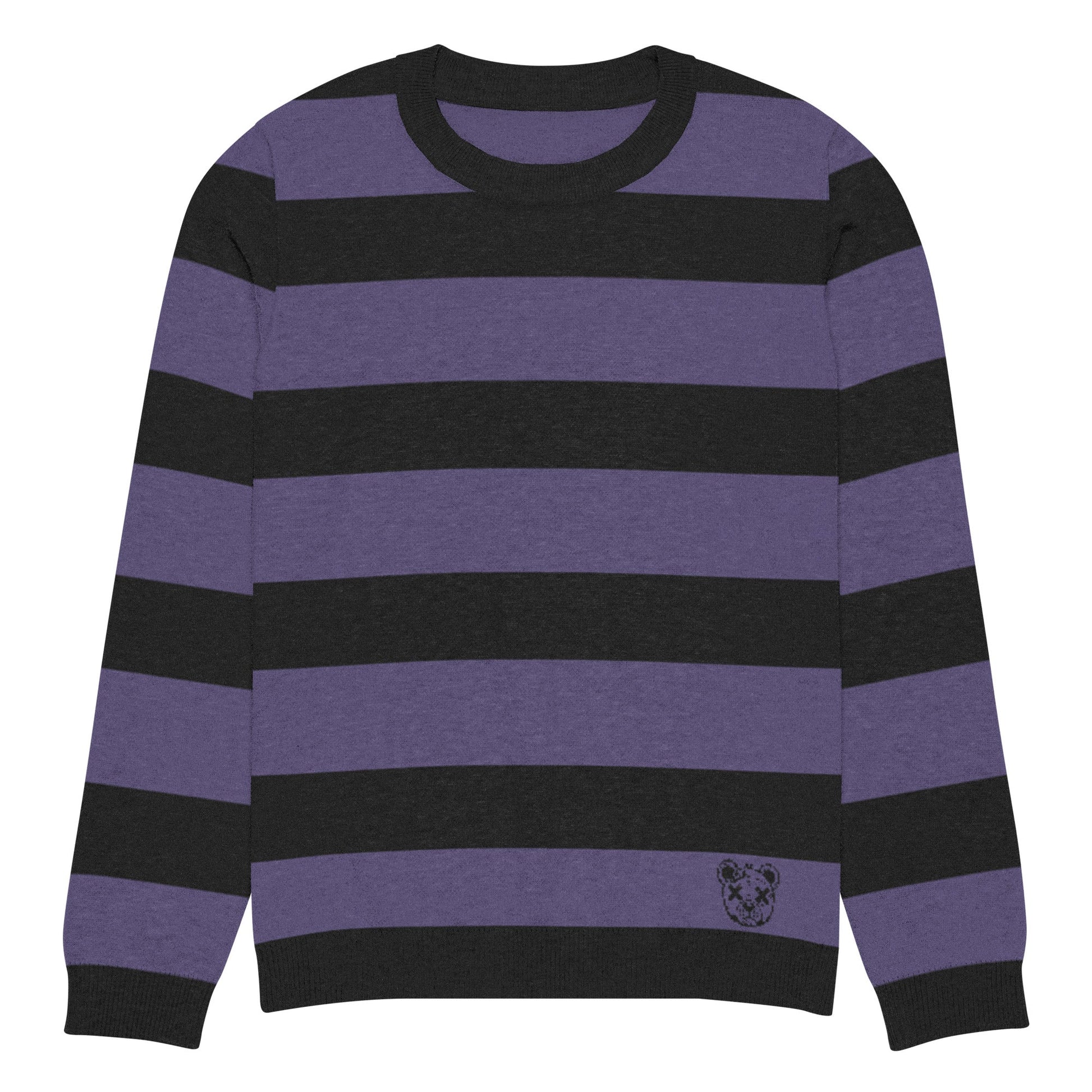 Striped Knitted Crew Neck Sweater - Graphic Punks