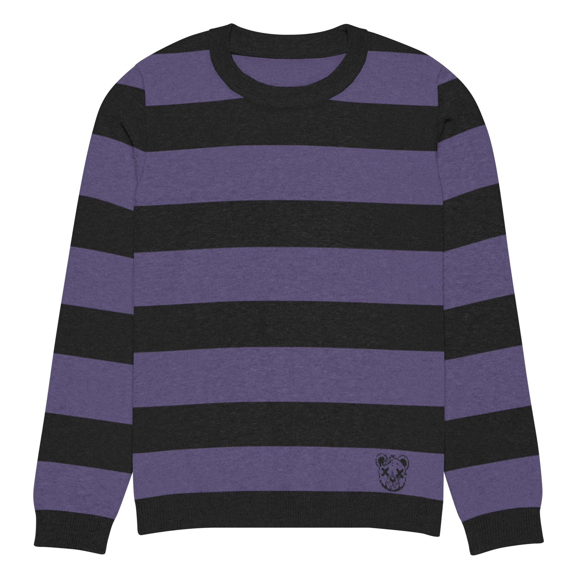 Striped Knitted Crew Neck Sweater - Graphic Punks