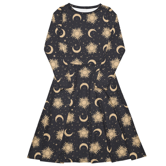 Sun and Moon Long Sleeve Midi Dress - Graphic Punks