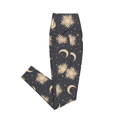 Sun & Moon High - Waisted Workout Leggings with Pockets - Graphic Punks