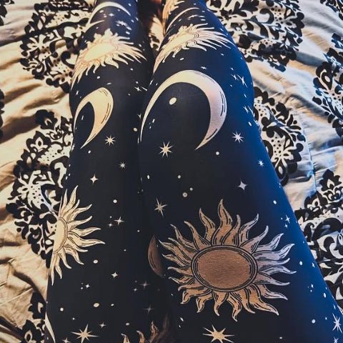 Sun & Moon High - Waisted Workout Leggings with Pockets - Graphic Punks