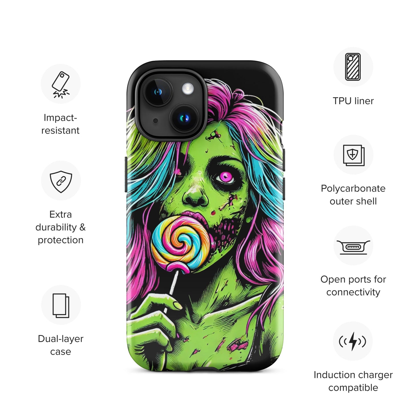 Sweet Decay: Lollipop Zombie Girl Tough Case for iPhone® - Graphic Punks