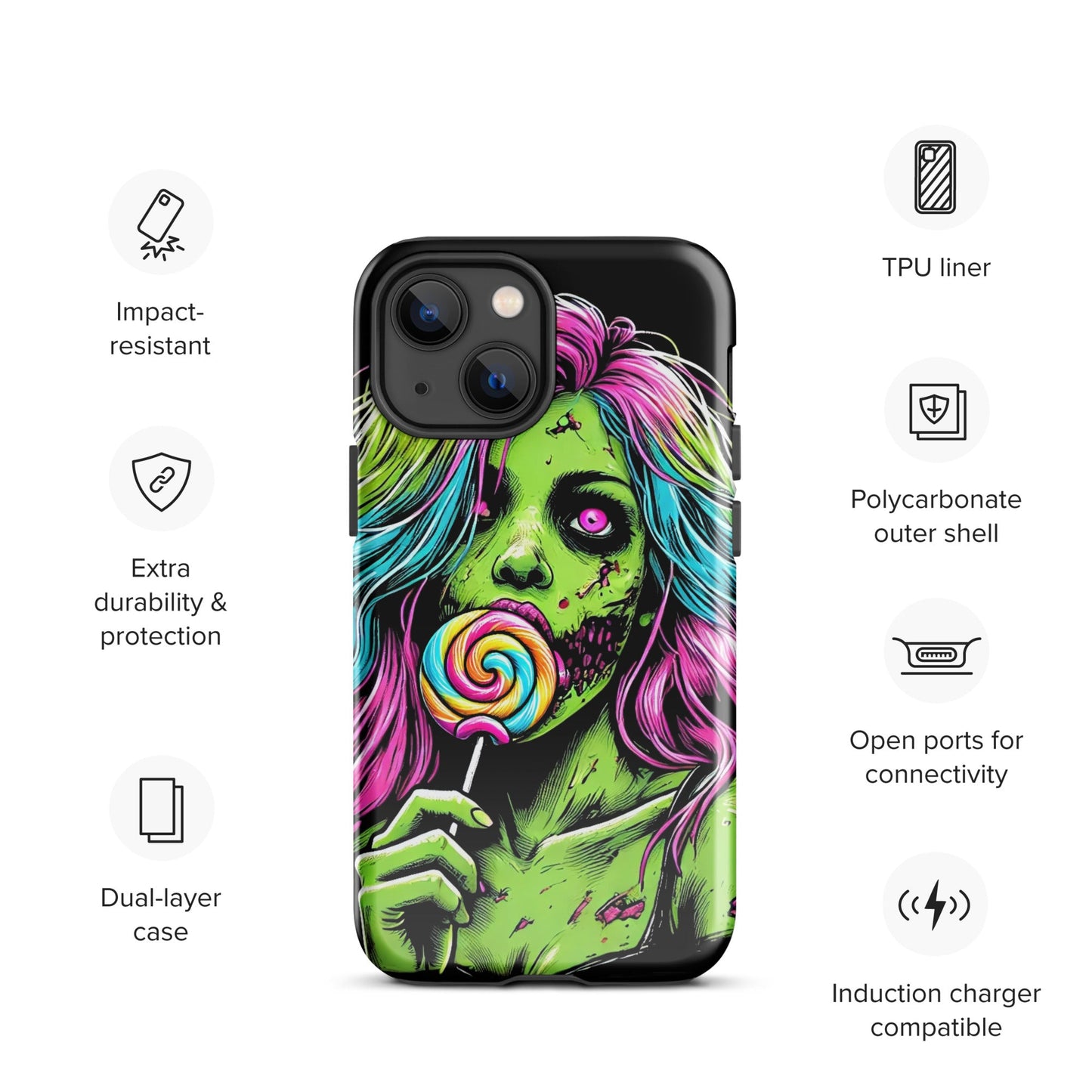 Sweet Decay: Lollipop Zombie Girl Tough Case for iPhone® - Graphic Punks