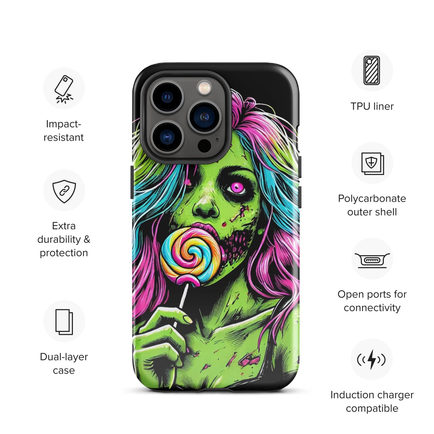 Sweet Decay: Lollipop Zombie Girl Tough Case for iPhone® - Graphic Punks