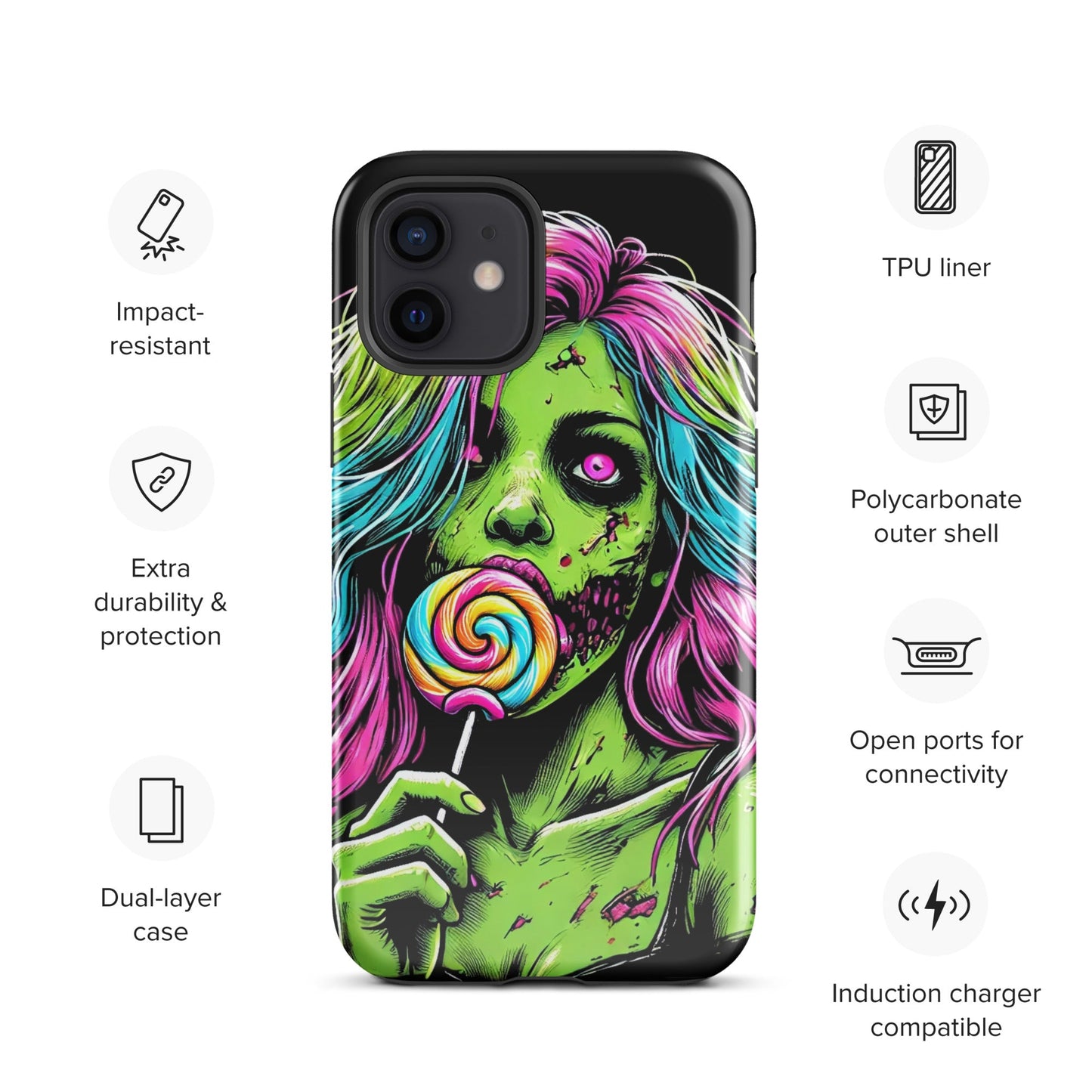 Sweet Decay: Lollipop Zombie Girl Tough Case for iPhone® - Graphic Punks