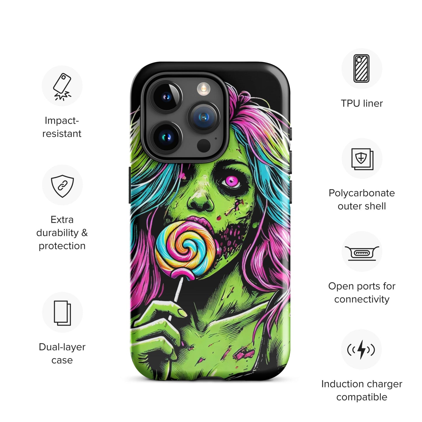 Sweet Decay: Lollipop Zombie Girl Tough Case for iPhone® - Graphic Punks