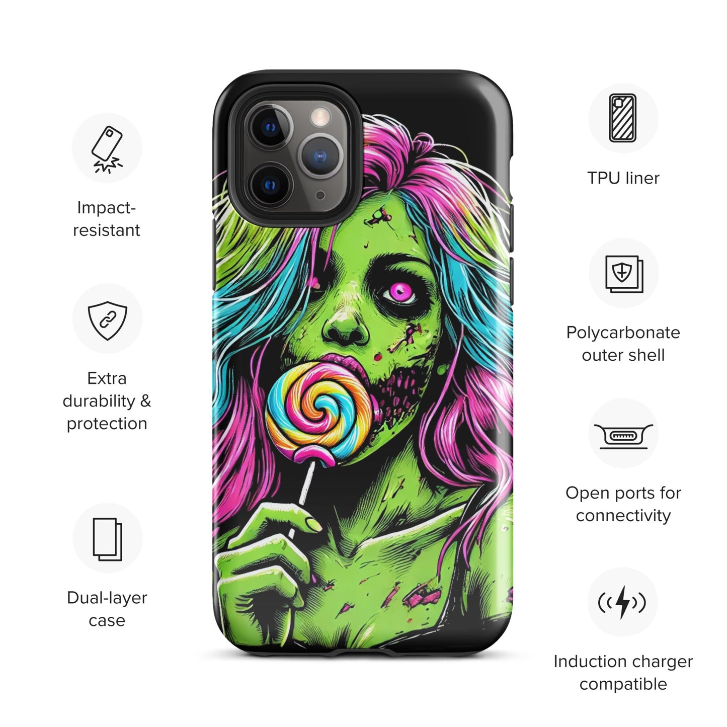 Sweet Decay: Lollipop Zombie Girl Tough Case for iPhone® - Graphic Punks