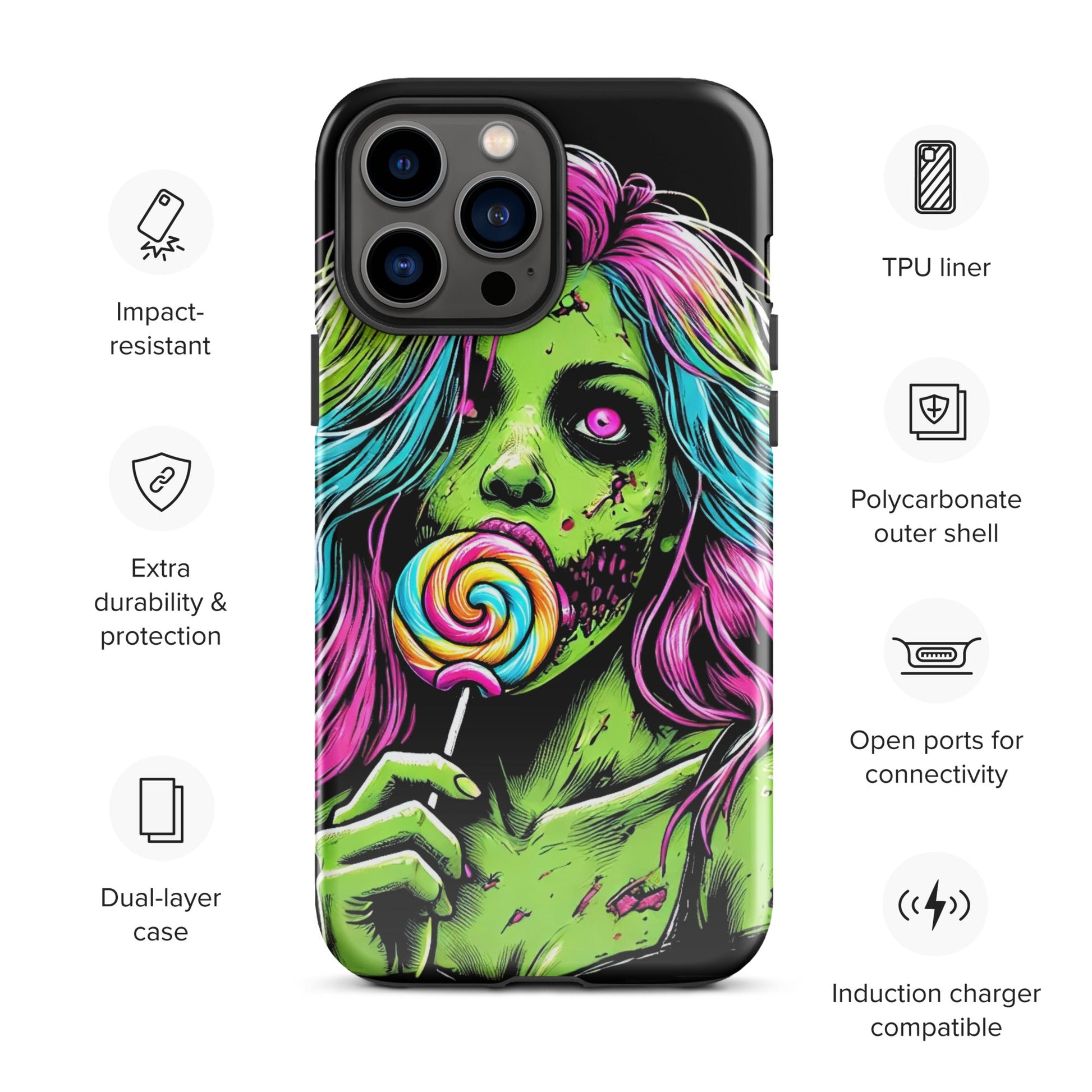 Sweet Decay: Lollipop Zombie Girl Tough Case for iPhone® - Graphic Punks