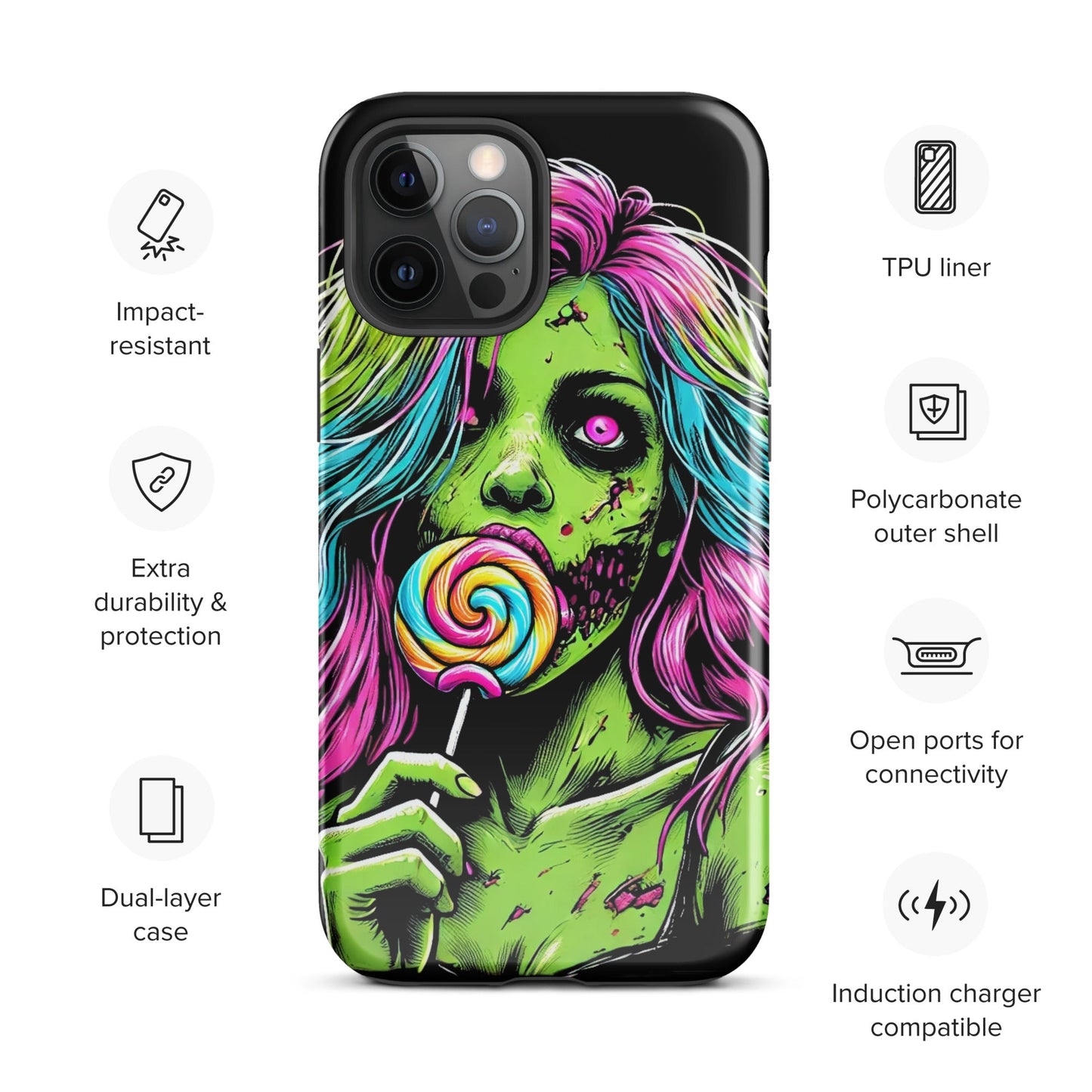 Sweet Decay: Lollipop Zombie Girl Tough Case for iPhone® - Graphic Punks