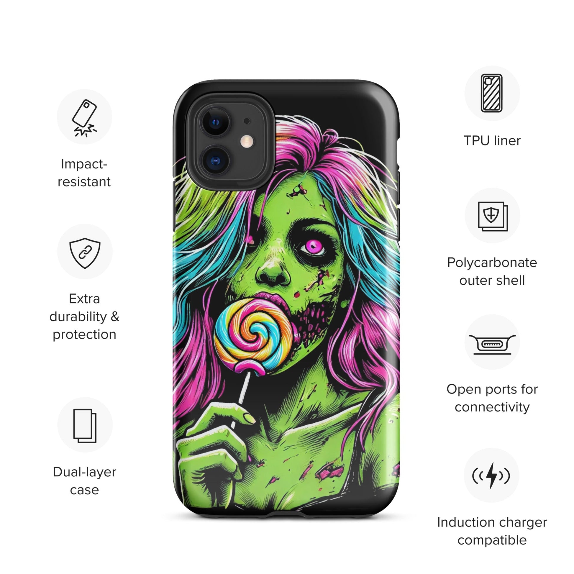 Sweet Decay: Lollipop Zombie Girl Tough Case for iPhone® - Graphic Punks