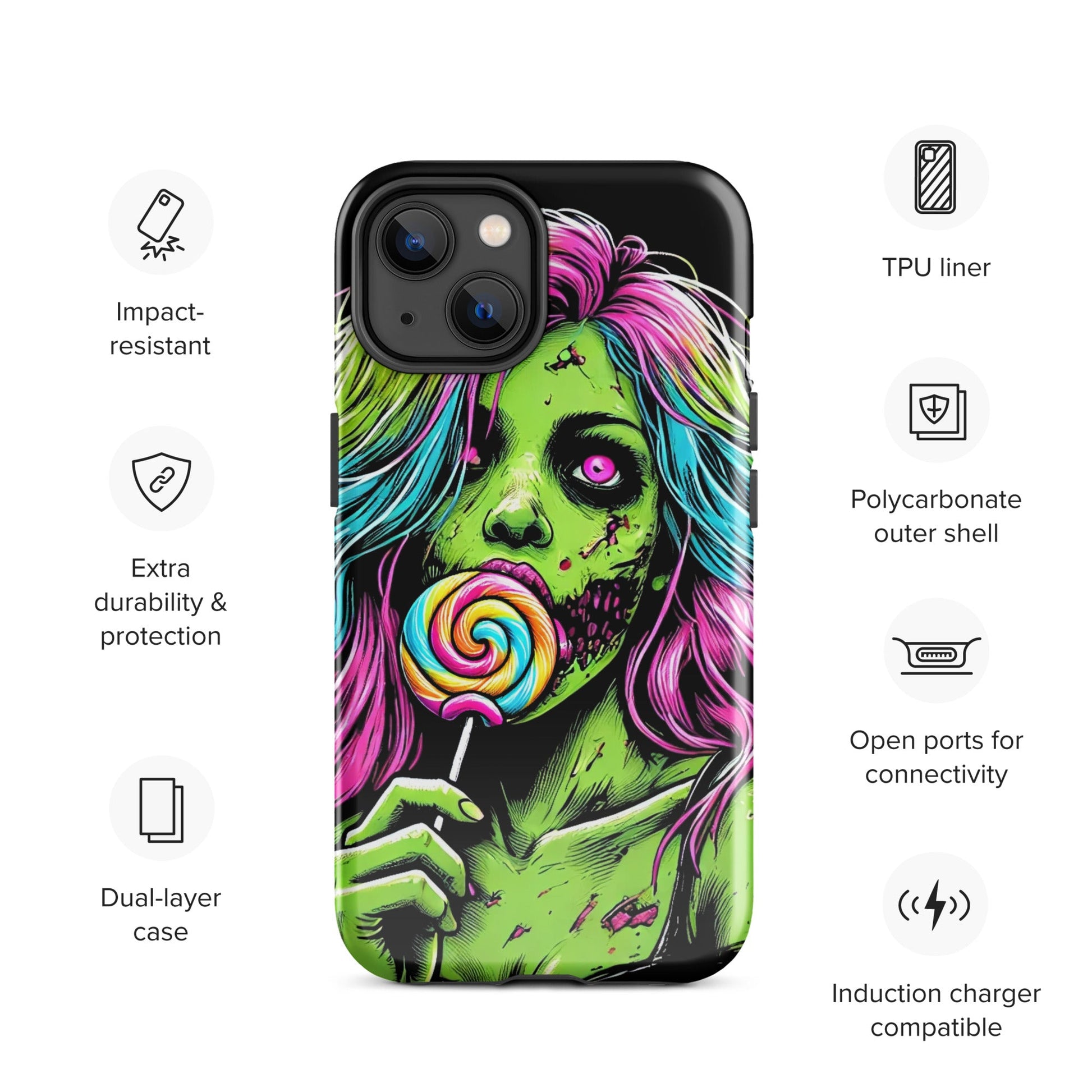 Sweet Decay: Lollipop Zombie Girl Tough Case for iPhone® - Graphic Punks