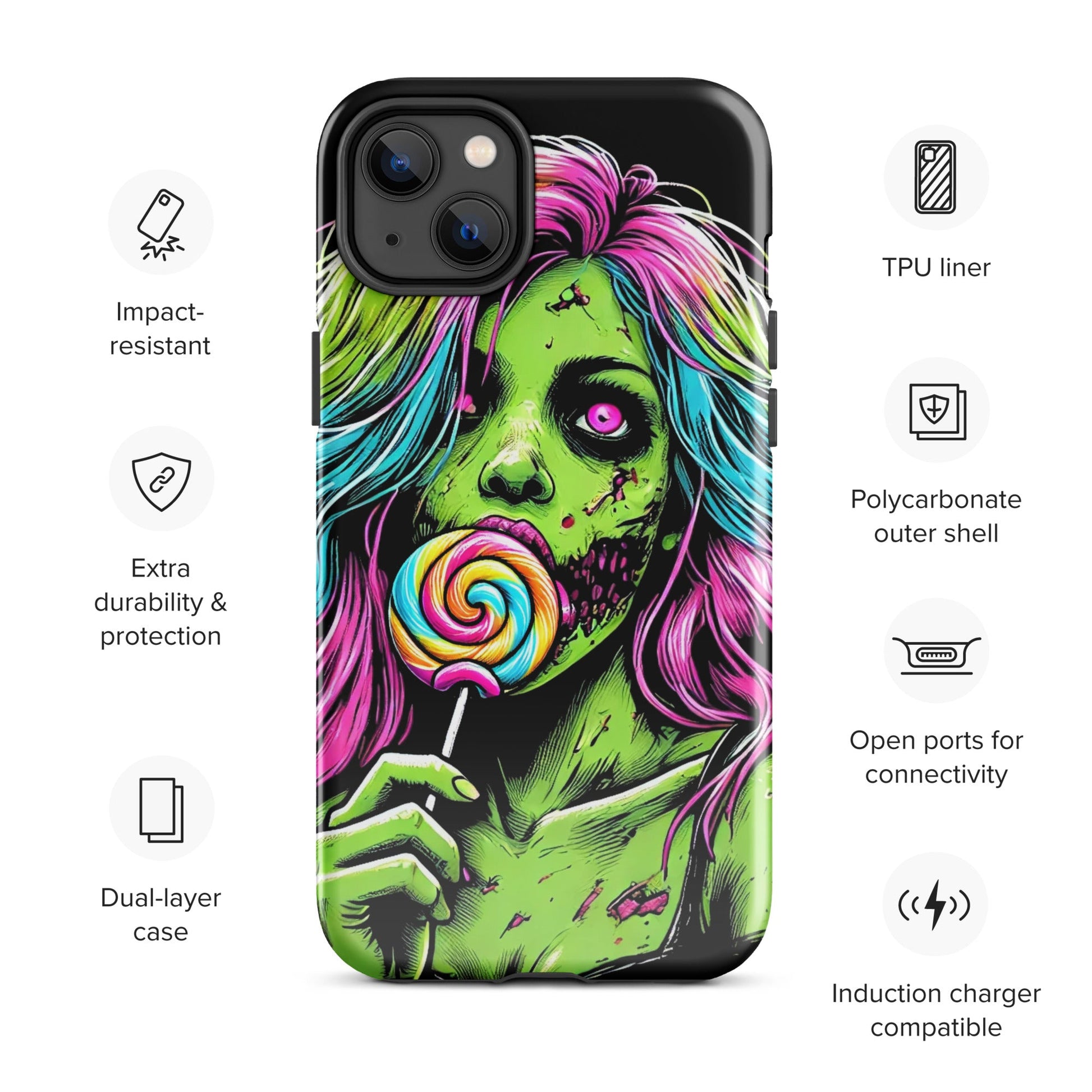 Sweet Decay: Lollipop Zombie Girl Tough Case for iPhone® - Graphic Punks