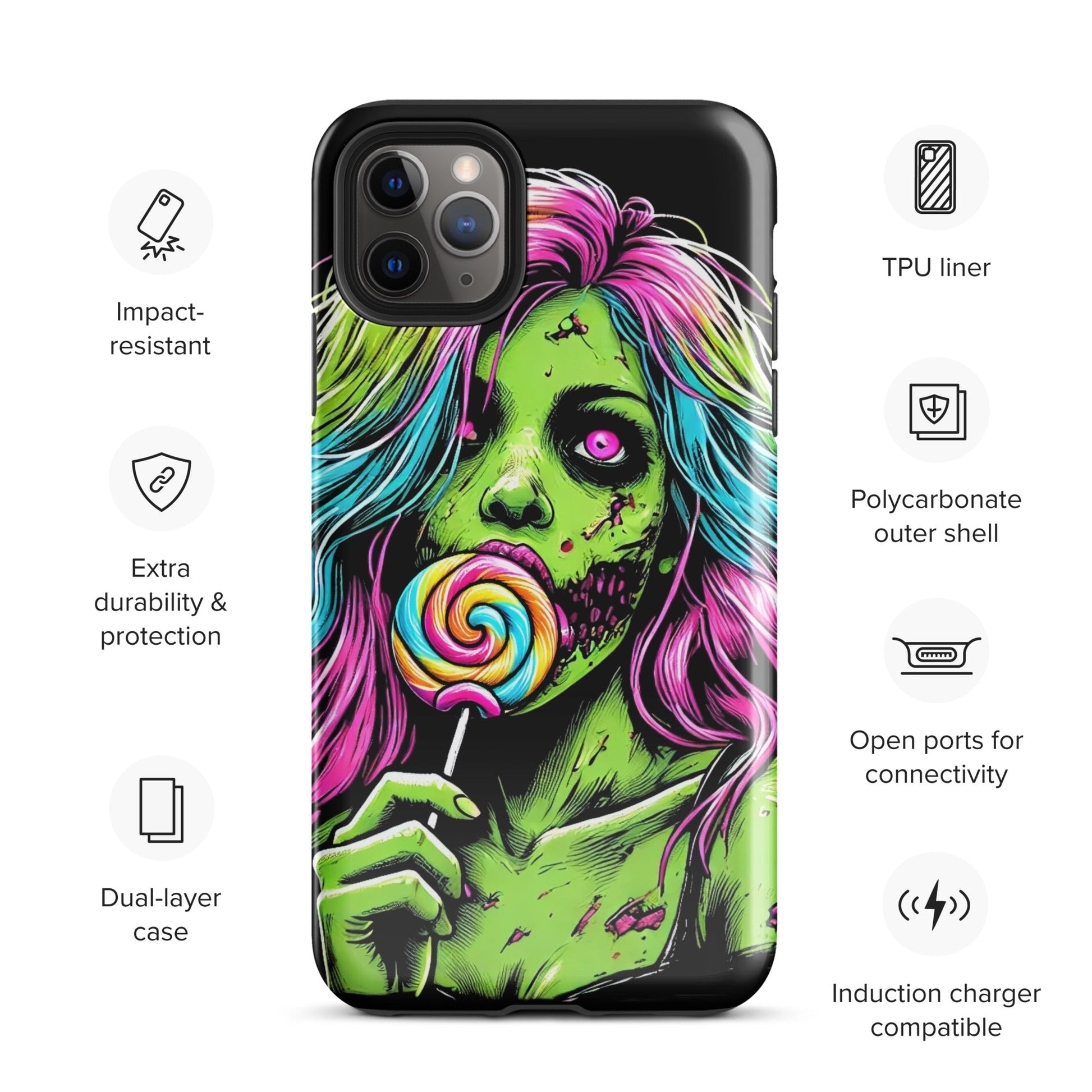 Sweet Decay: Lollipop Zombie Girl Tough Case for iPhone® - Graphic Punks