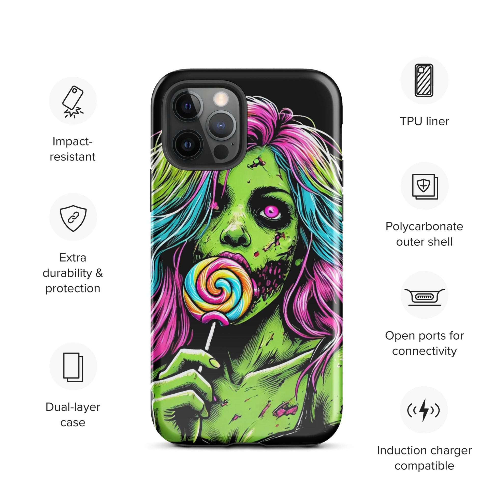 Sweet Decay: Lollipop Zombie Girl Tough Case for iPhone® - Graphic Punks