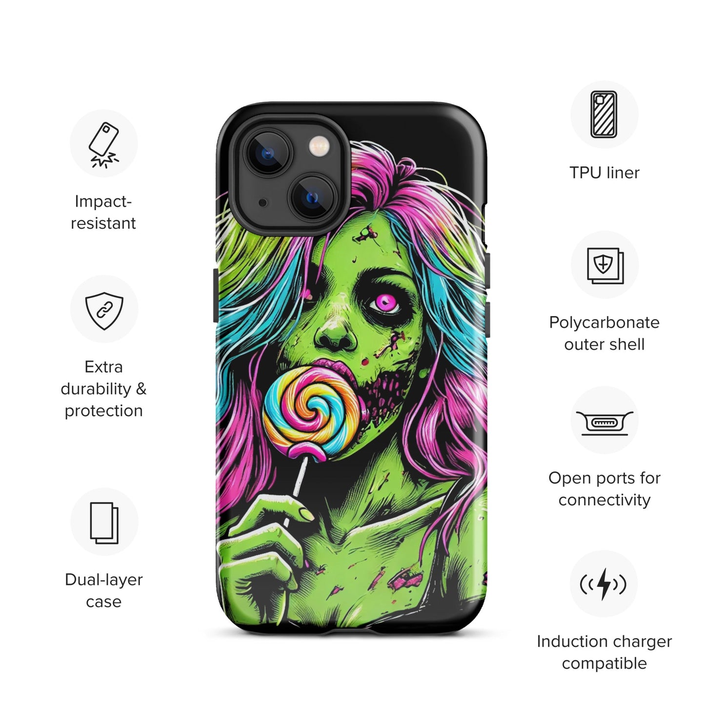 Sweet Decay: Lollipop Zombie Girl Tough Case for iPhone® - Graphic Punks