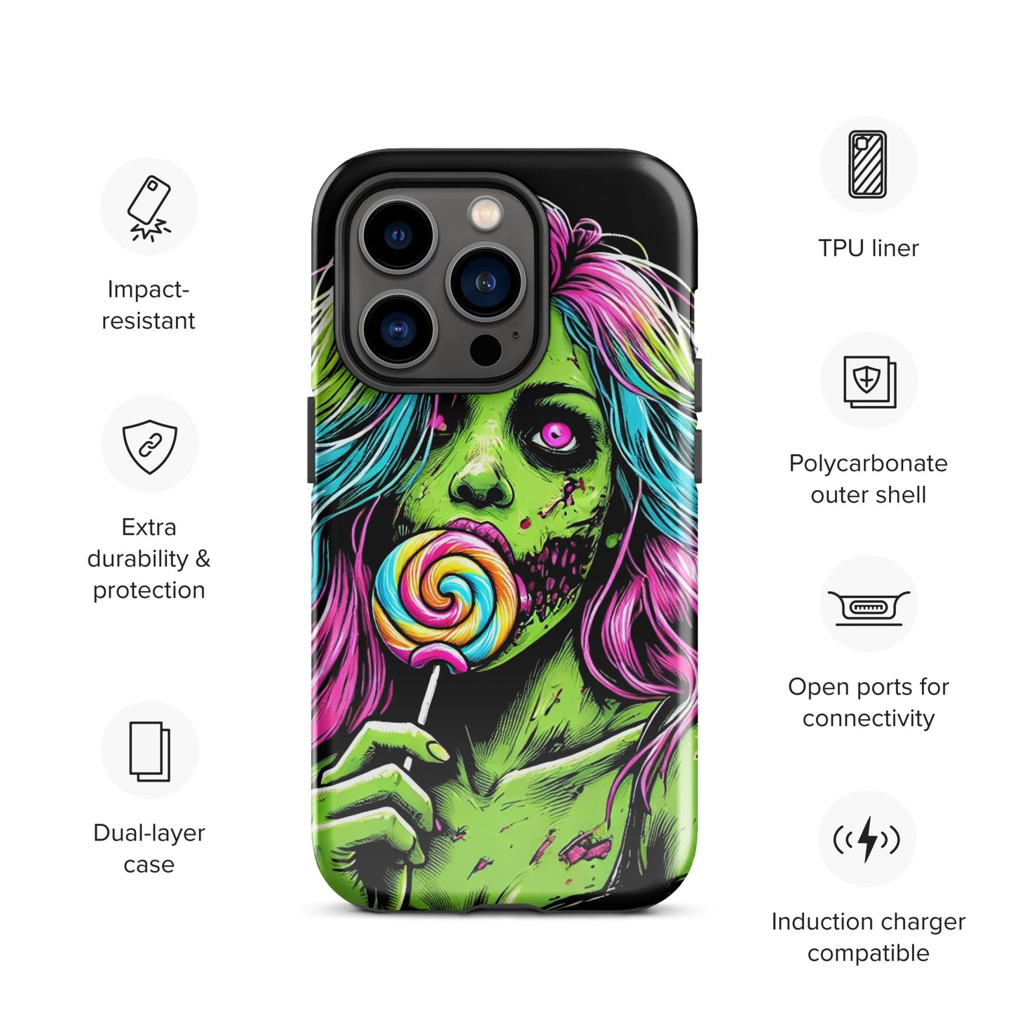 Sweet Decay: Lollipop Zombie Girl Tough Case for iPhone® - Graphic Punks