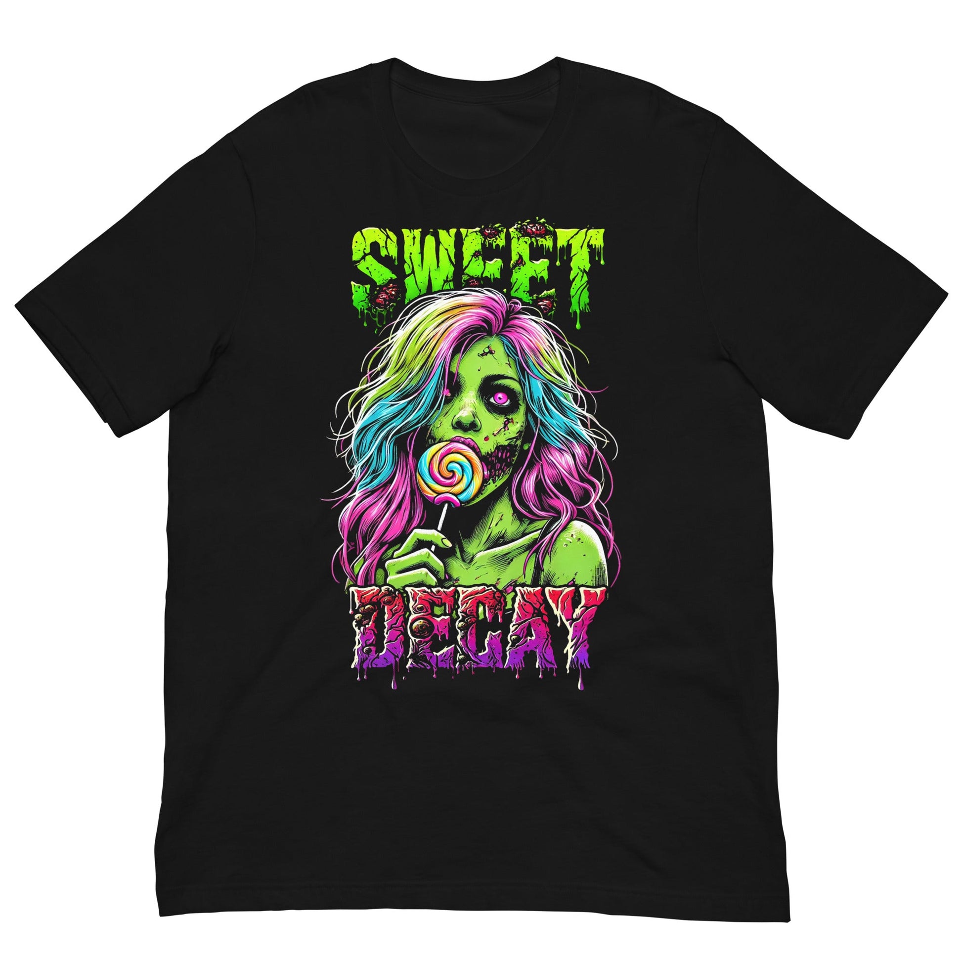 Sweet Decay: Lollipop Zombie Girl Unisex Tee - Graphic Punks