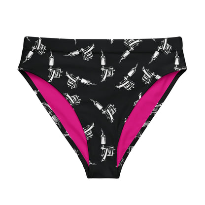 Tattoo Machine High - Waisted Bikini Bottom - Graphic Punks