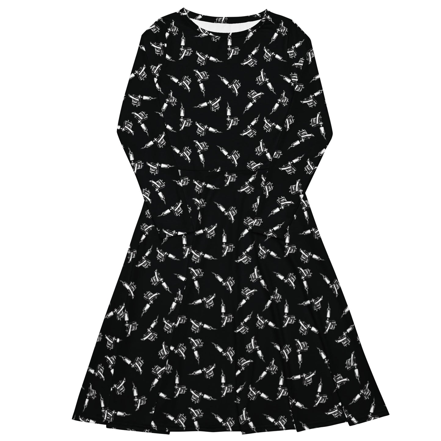 Tattoo Machine Long Sleeve Midi Dress - Graphic Punks