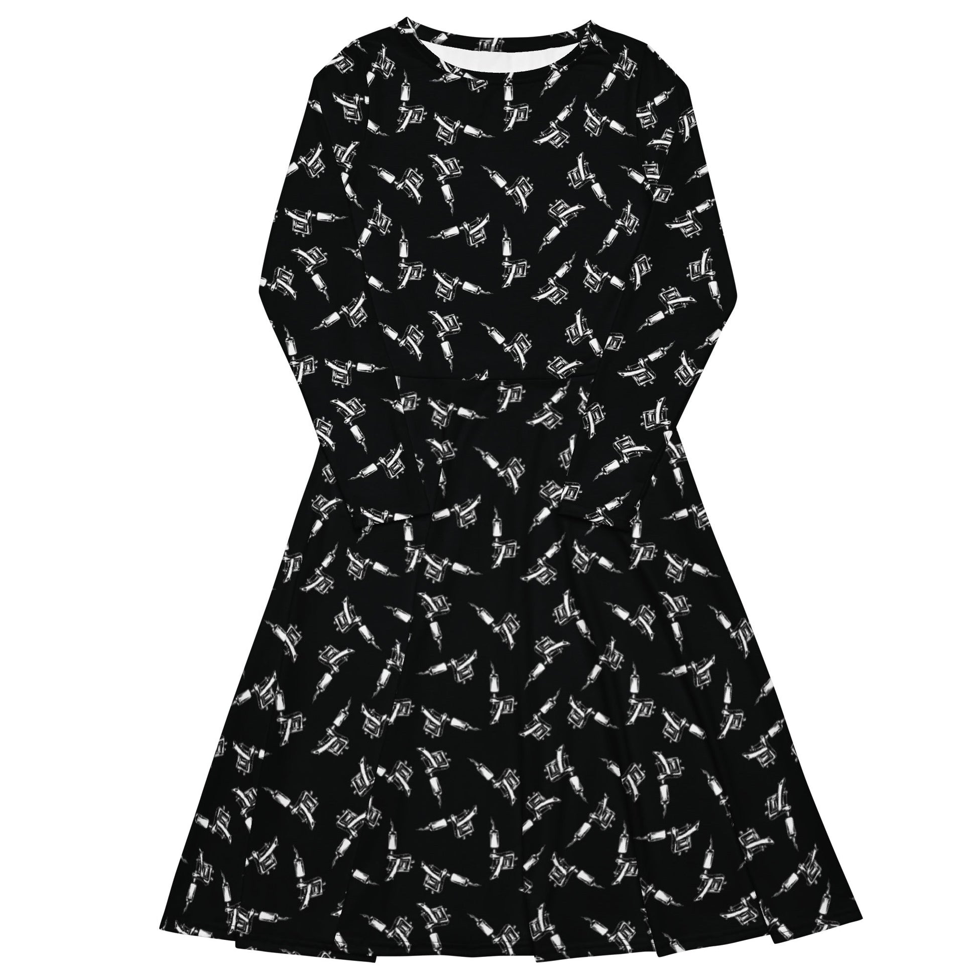 Tattoo Machine Long Sleeve Midi Dress - Graphic Punks