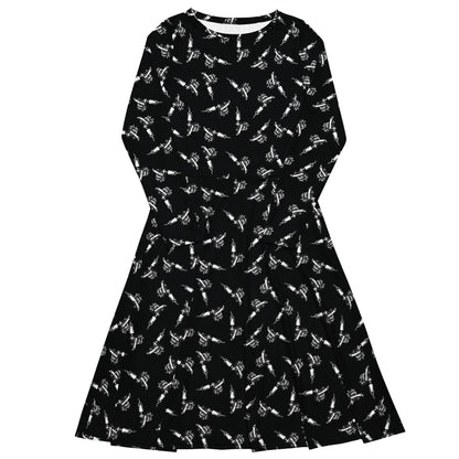 Tattoo Machine Long Sleeve Midi Dress - Graphic Punks