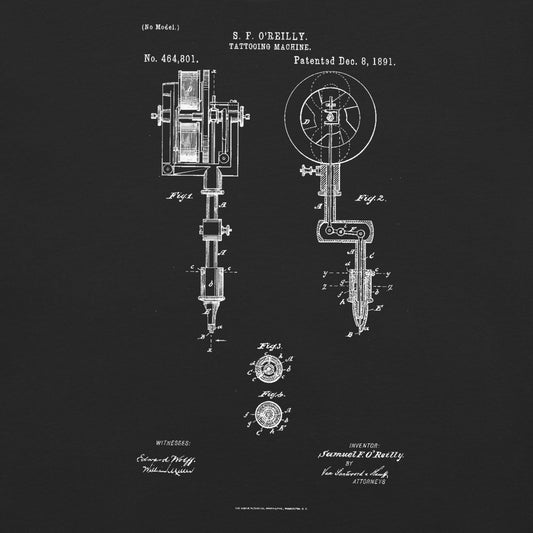 Tattoo Machine Patent Garment - Dyed Heavyweight T-Shirt - Graphic Punks