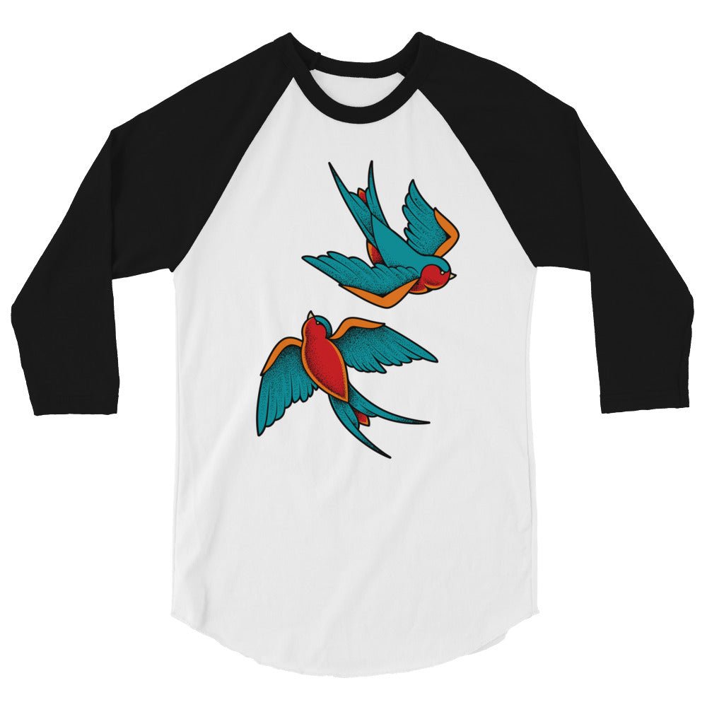 Traditional Swallow 3/4 Sleeve Raglan T - Shirt - Graphic Punks