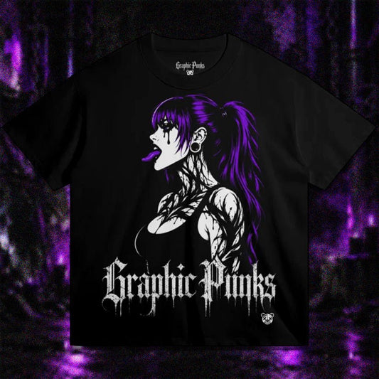Violet Curse Oversized Tee - Graphic Punks